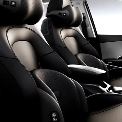 Ergonomic car seat massager designed for back pain relief, featuring adjustable intensity settings