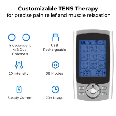 thumbnail interactive-video image 1 of TechCare Massager Plus24 TENS Unit Muscle Stimulator – Full Body Pulse Massager With 24 Modes 1 of 4